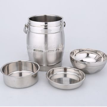 Multiple Tier Food Flask for Hot Food with Handle Stainless Steel Hot Food Jar