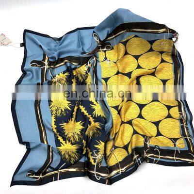 Wholesale Spring and Summer New Artificial Silk Female Scarf 90cm Satin Square Silk Scarf Sunscreen Beach Towel photo-5