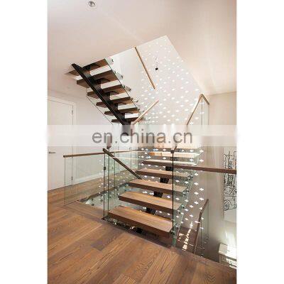 modern indoor house stairs wood handrail glass railing staircase design