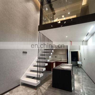 Modern Invisible Stringer Tempered Glass Balustrade Floating Stairs Staircase For Hotels photo-2