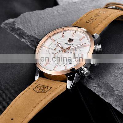 Benyar BY-5104M Personalized Man Quartz Wrist Watches Chronograph Calendar Luxury Leather Men Watch Manufacturer photo-5