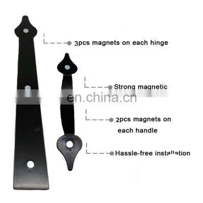 Black Hardware Carriage Accents Faux Hinges and Handle Magnetic Garage Door Hinges Handle photo-3