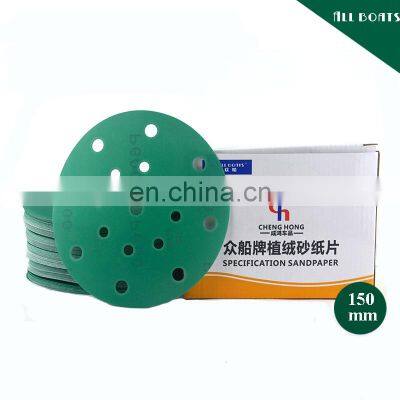 150mm 17 holes hook and loop abrasive papers polish round diamond sandpapers self-adhesive sand paper disc