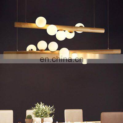 High Quality Nordic Luxury Modern Pendant Light Living Room Hotel Wooden Glass G9 LED Chandelier for Decor