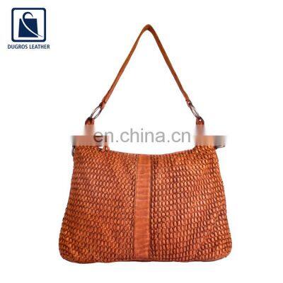 Anthracite Fitting Cotton Lining Material Stylish Look Fashion Designer Women Genuine Leather Handbag Supplier