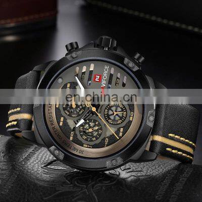 Naviforce 9110 Japan Quartz Movt Custom Logo Watch Leather Complete Calendar Wristwatches Naviforce Watches For Men photo-4