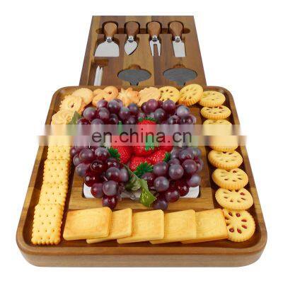Large Thick Wood Cheese Board Plate Charcuterie Board Platter Set Serving Tray With Cutlery Set For Birthday photo-5
