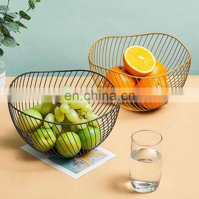 European Nordic Creative Luxury Decorated Wire Veg Mesh Gift Stand Gold Black Countertop Fruit Wash Basket