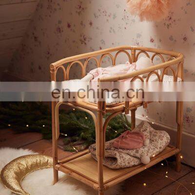 High Quality Doll Changing Table in Rattan, Mini Beige Rattan Bed for Dolls Best Price Wholesale Vietnam Supplier photo-4