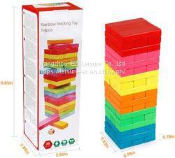 Wooden Colourful Toppling Tower Stacking Game With Storage Bag Building Blocks Learning Educational Montessori Toy photo-2