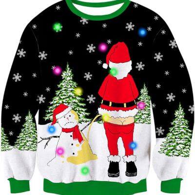 3D Graphic Ugly Christmas Sweater Funny Crew Neck Pullover Sweatshirt