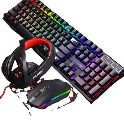 Amazons hot FV-Q809 keyboard mouse headset mouse pad four-piece set gaming backlight computer keyboard and mouse combos