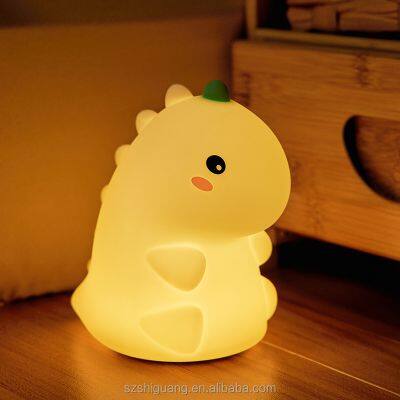 Dinosaurs LED Night Lamp Cartoon Silicone USB Rechargeable Sleeping light Touch Sensor Timing Bedroom Bedside Lamp For Kid Gift