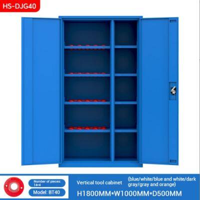 Schwerlast-Industriewerkzeugschrank BT40 mit Lochblech-Türen und verstellbaren Regalen Blau/Weiß/Grau-Orange für die Lagerung in der Werkstatt photo-5