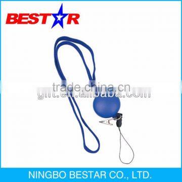 Blue lanyard with colorful stress ball