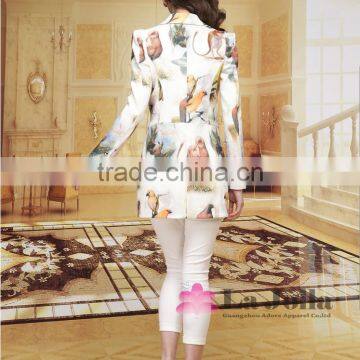 2016 Hot Sale Ladies Fashion Printing Flowers Long Skinny Suit Coat Office for Women Quality Choice photo-3