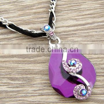 Purple gem necklace,Long chain necklace,Fashion alloy necklace