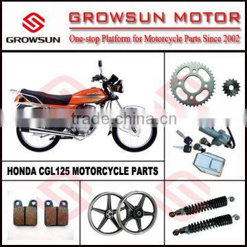 Hon. CGL125 Motorcycle Spare Parts, sprocket kit, brake pad, alloy wheel, absorber