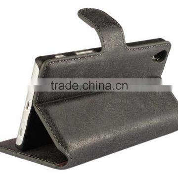 PU Leather With Magnet Stand Case Vintage Retro Dull Polish Folio Flip Holder Cover for Sony Xperia Z5 photo-3