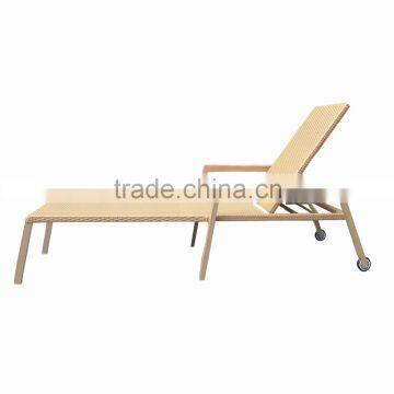 Wicker Teak Handrails With Wheels Rattan Product Modern Outdoor Lounge Chair photo-3