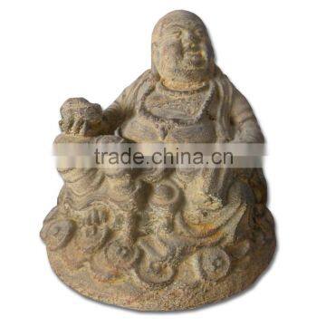 Happy Buddha Fortune Coins Figurine God Statue