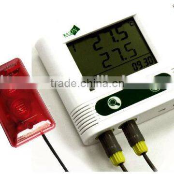 Dual/double external probe sound-light alarm temperature data logger