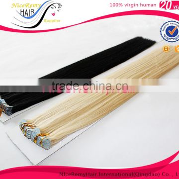 Wholesale high quality 100% human hair tape hair extensions skin/pu weft