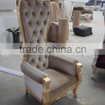 Gorgeous gold carving frame soft removeable cushion high back chair XYN383