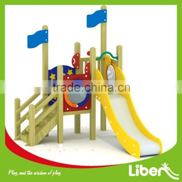 PE Board Modern Garden Wooden Outdoor Play Equipment with Stainless Steel Slide