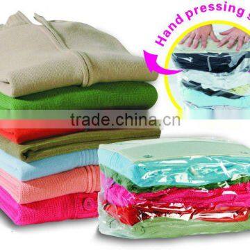 Vacuum storage bag, hand-pressing style