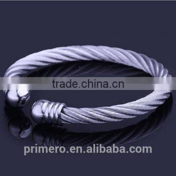 NEW Design Silver With 18K Gold Cable Cuff Bangles Classics Bracelet photo-2