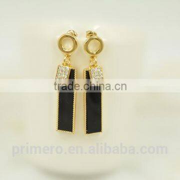 Rolled 18K Gold Plated Enamel Geometric Metal Women Fashion Long Earring photo-4