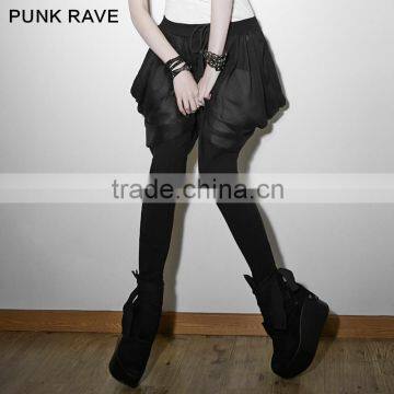 PK-057 PUNK Multi-level Fold 100%Cotton Knit Fabric Comfortab Female Harem Pants