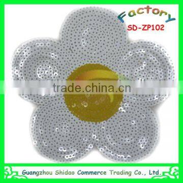 Eco-friendly sequin sunflower design embroidery sequin applique embroidery patch