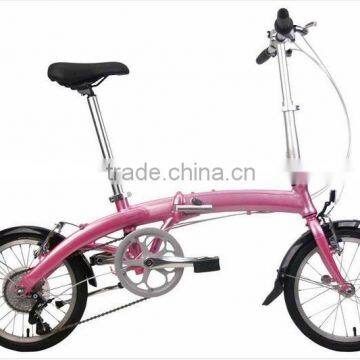 hi-ten steel 6 speed 12 inch folding bicycle for girl