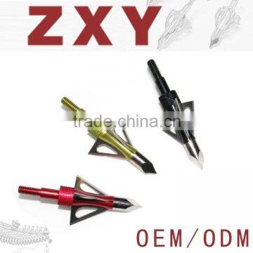 Red Sharp Hunting Arrowheads, Stainless Steel Arrow Tips Arrowheads Shape Like Buffalo 100 Grains Arrowheads