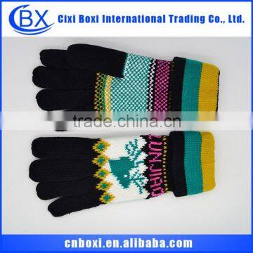 2014 Multicolor jacquard snow China wholesale cheap knit magic gloves