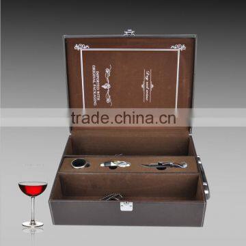 Wholesale Custom 2 Bottle Leather Champagne Glass Packing Box