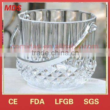 Clear glass ice cream bucket with handle