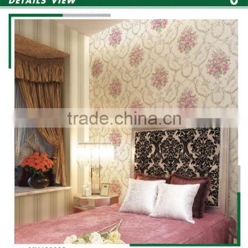 hot printed non woven wallpaper, yellow royal rose wall mural for laundry room , washable wall decal maker