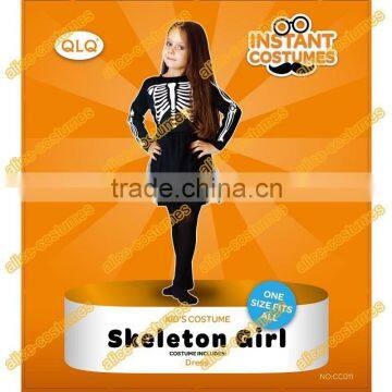 Halloween Carnival girl Black skeleton dress party Costume for kids