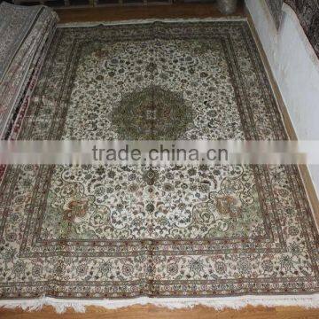 morrocan handmade silk carpet in guangzhou light green