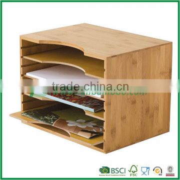 office bamboo wooden drawer, stackable letter magazine tray