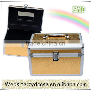 Gold Beauty Case with Clasp Aluminium Personalized Makeup Case