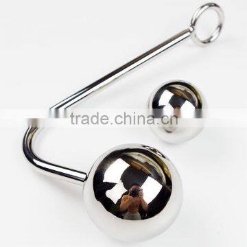 Adult Anal Sex Toy Anal Plug 2 Size Hollow Ball Anal Hook Steel Fetish Chastity Gay