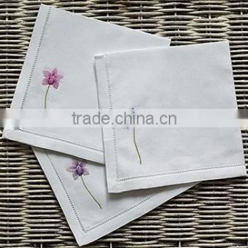 Hand embroidered white cotton handkerchief-design 5