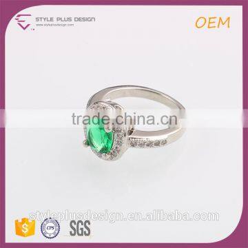 R63417K01 Latest Wedding New Design Ladues Finger Single Top Big Green Rhinestone Stone Ring Designs