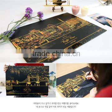 Wholesale new design high light scratch night view new series London night view DIY picture with pen