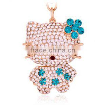 Wholesale New Design Fashion Hot Mini Kitty Cat Crystal Rhinestone Metal Keychain Tourist Souvenirs Keychain KC11675