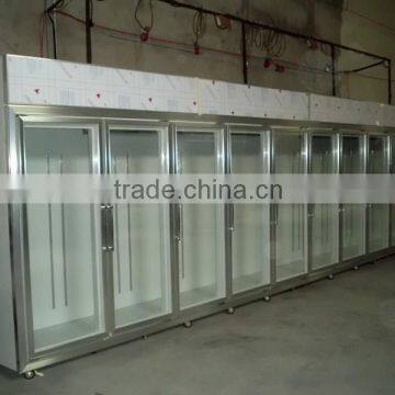 supermarket upright energy drink display cooler freezer multi glass door freezer and chiller